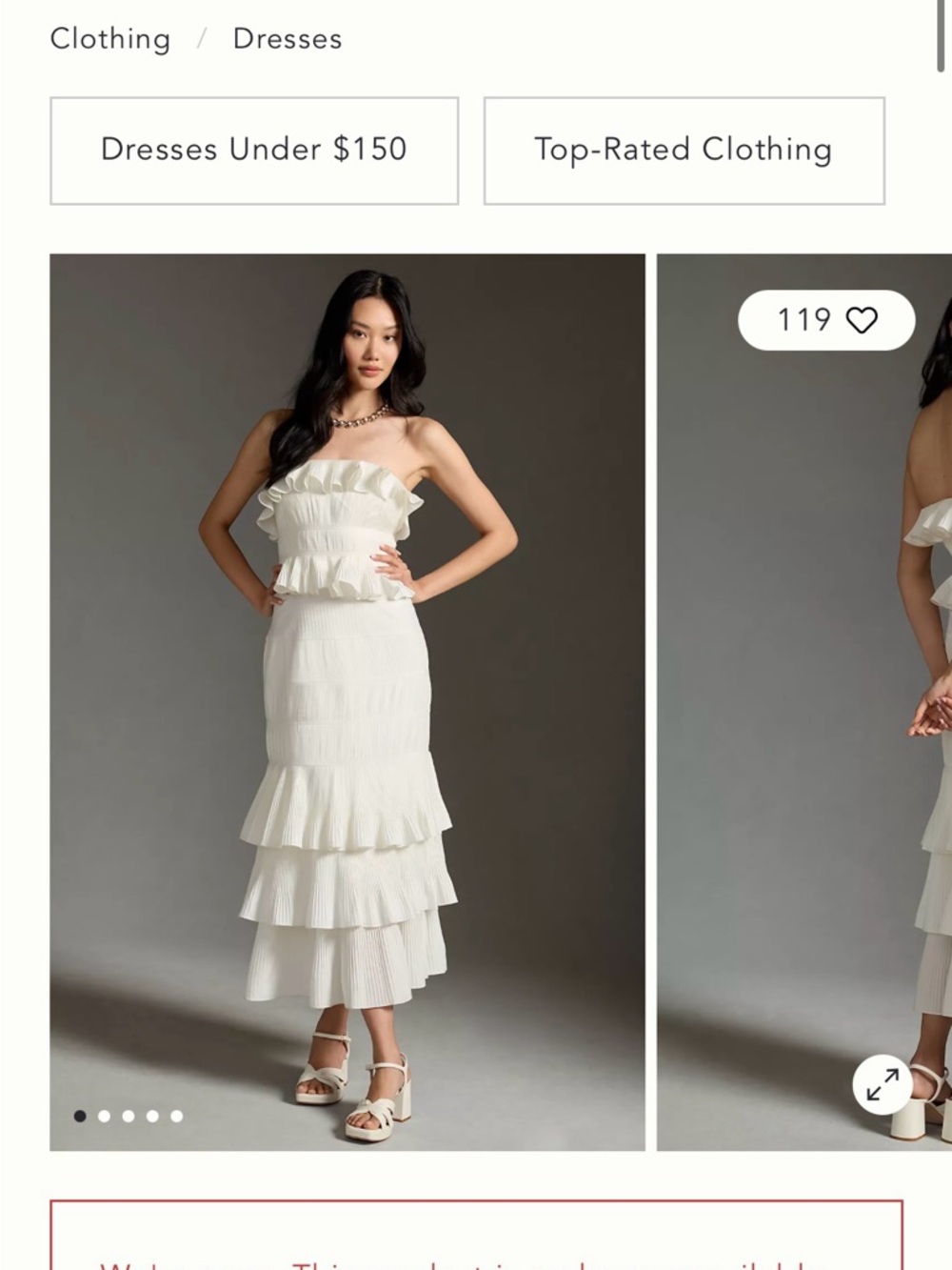 Anthropologie white strapless midi dress